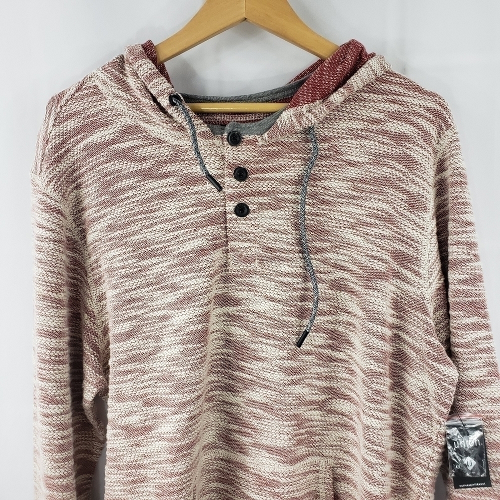 Union Men's Henley Hoodie Sweatshirt - Picture 7 of 8